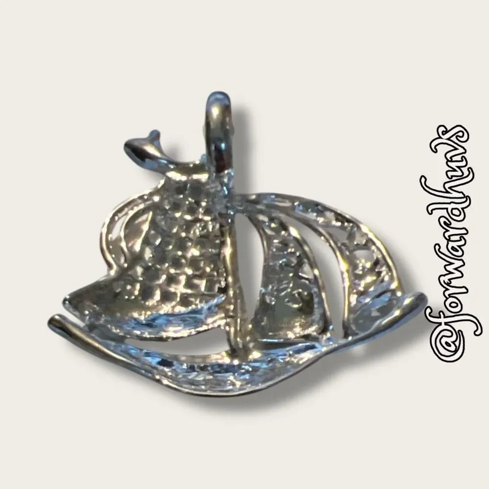 Bundle Sale 3 for $15 | Silver Tone Boat Pendant – 1.75”
